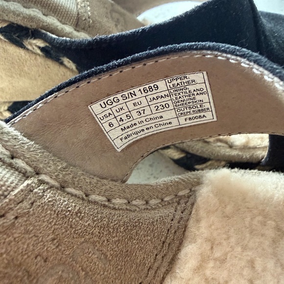 UGG Black Suede Wedge Sandals with Plush Insole 5 size new - Picture 2 of 5